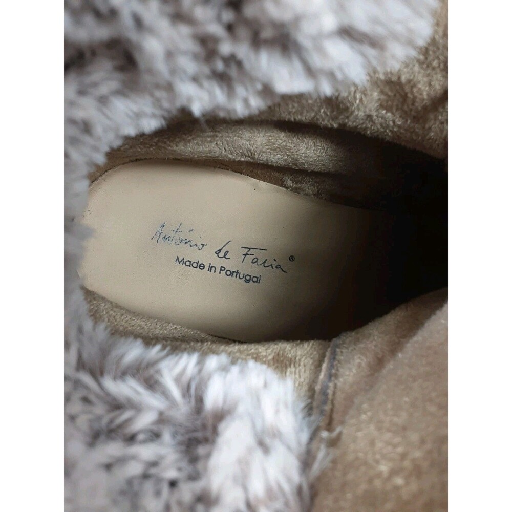Antonio De Faria Lexi Size 9 Tan Boots Leather Upper Suede Faux Fur Combat Moto - Picture 13 of 15